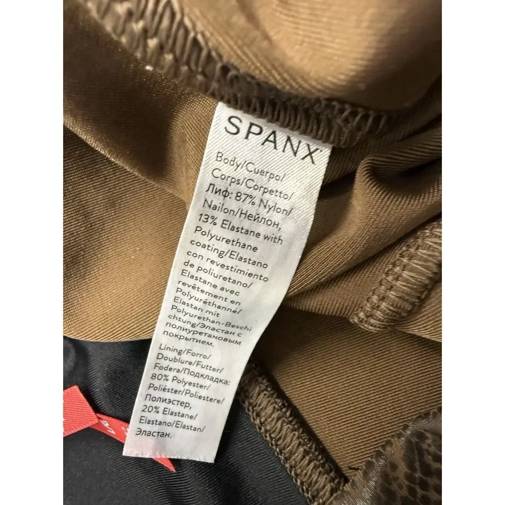 Spanx Faux Leather Snakeskin Leggings. High Rise. Brown. Sz L